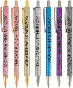 Swear Word Daily ballpoint Pen Set(7cs* Funny black ink Pens )