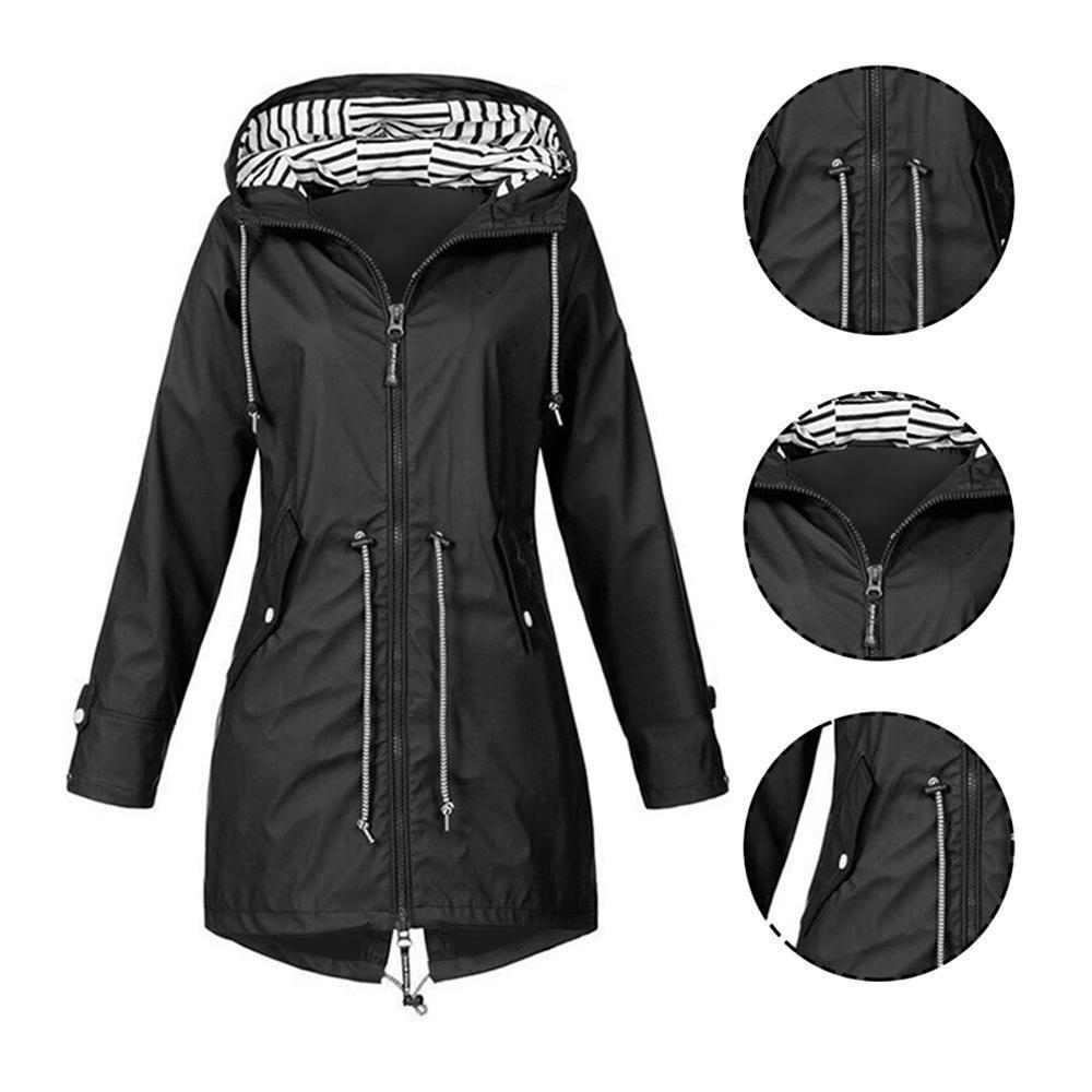 Long waterproof hooded jacket