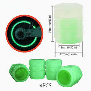 Universal Fluorescent Tire Valve Caps, 4PCS