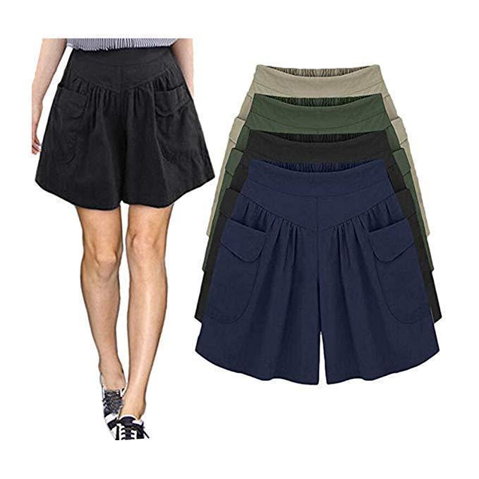 Loose Soft Cotton Wide Leg Pocket Shorts