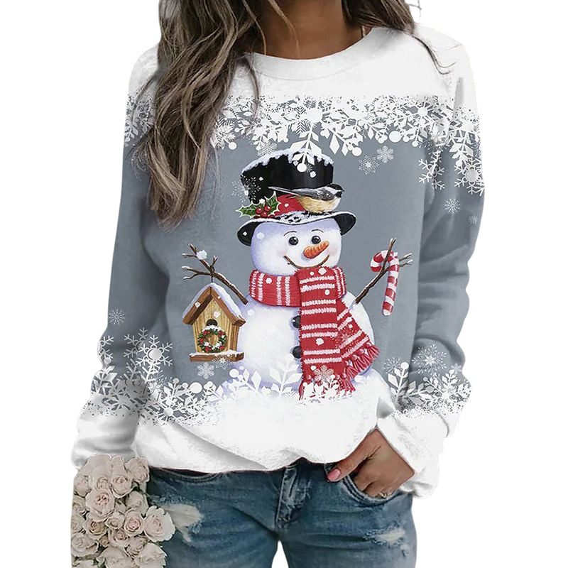 Multicolor Snowman Print Christmas Sweatshirt