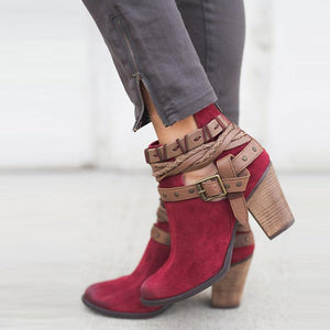 Buckle Strap Heels Ankle Boots